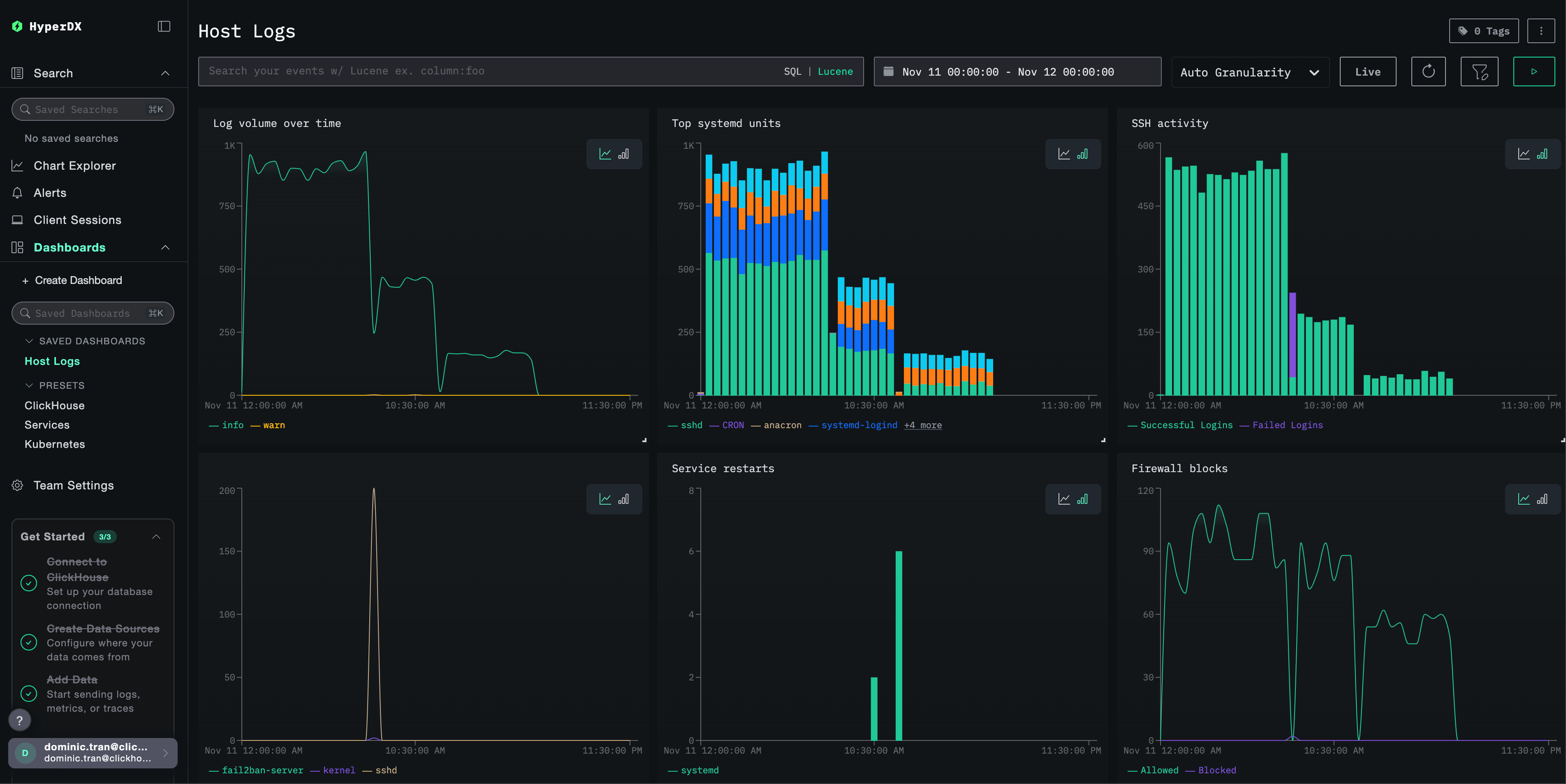Logs dashboard