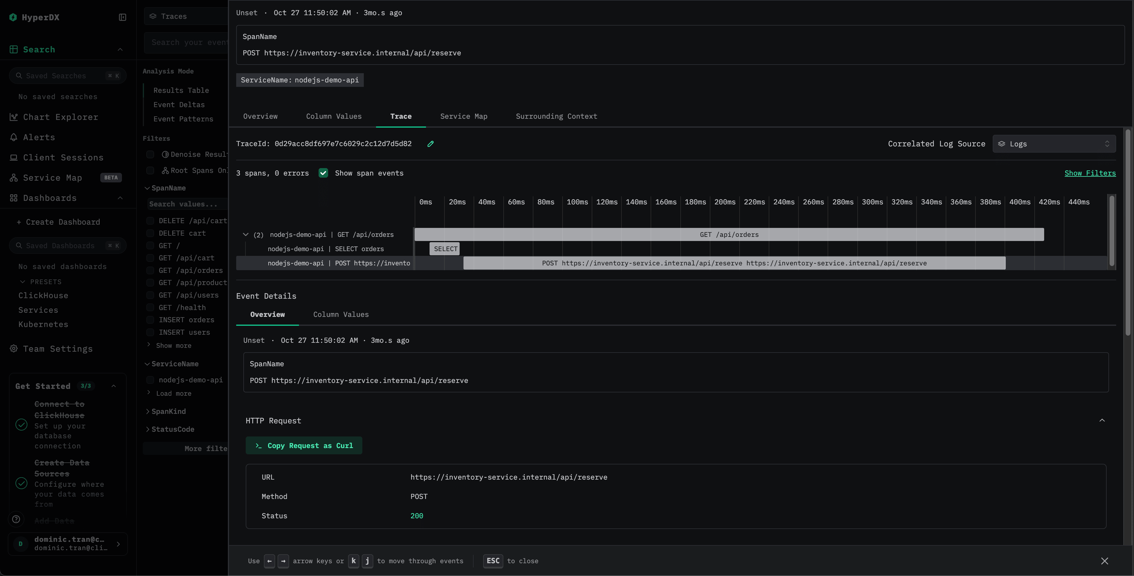 Individual trace view