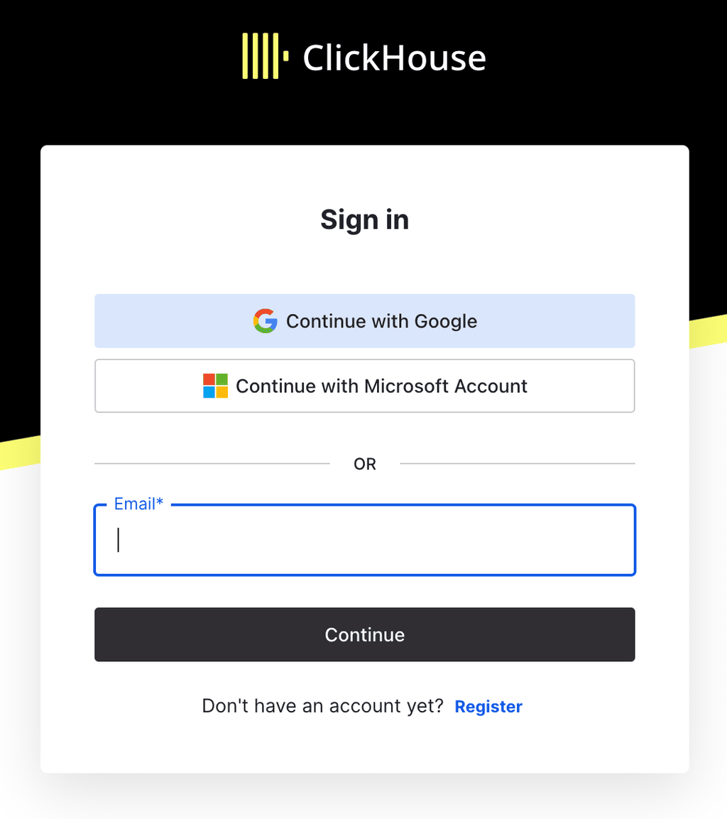 Cadastro no ClickHouse Cloud