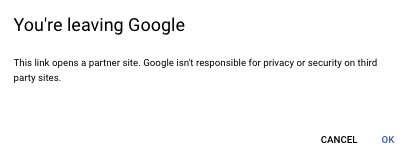 Modal de confirmação de saída do site no Marketplace do GCP