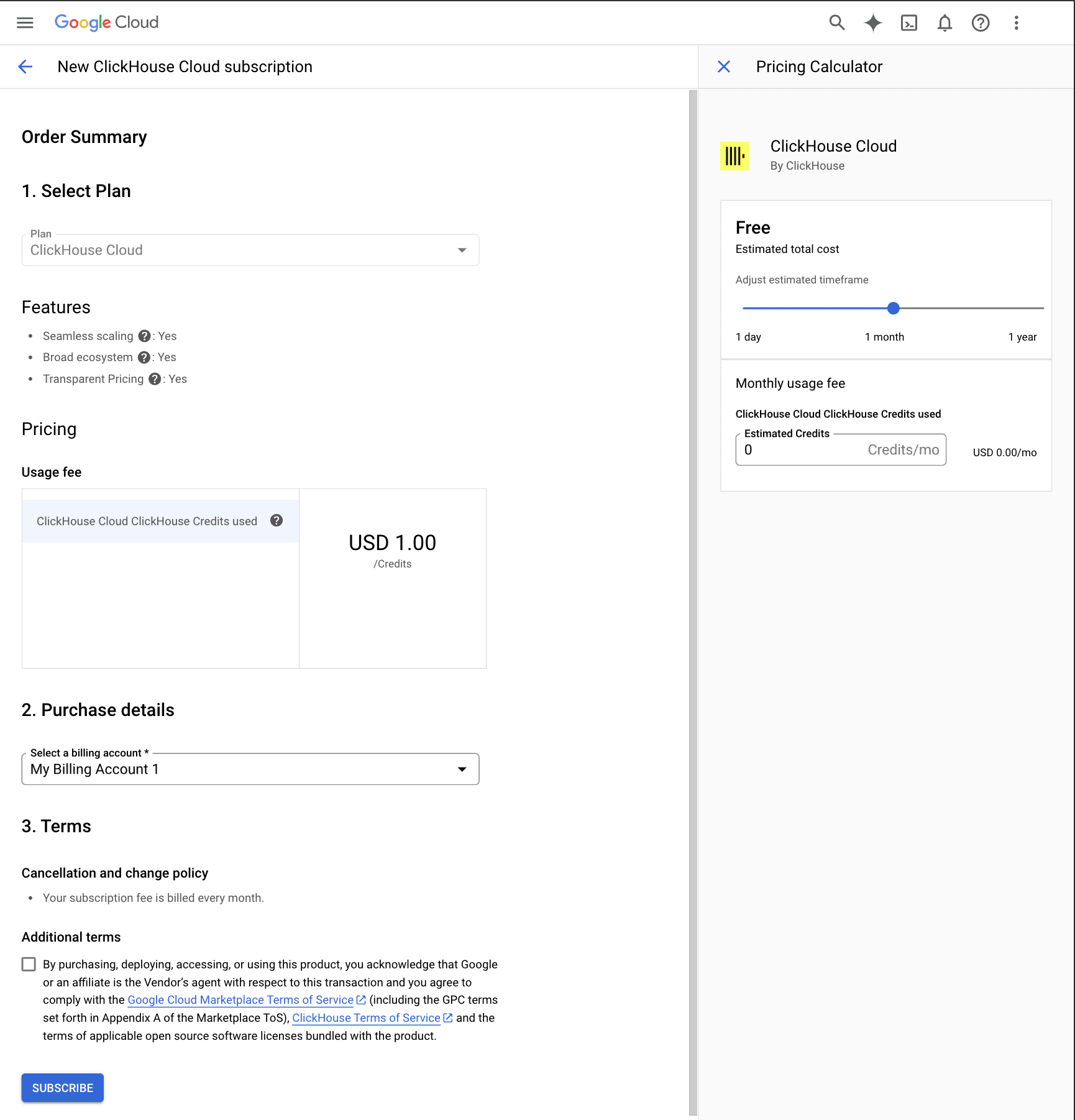 Configurar assinatura no Marketplace do GCP