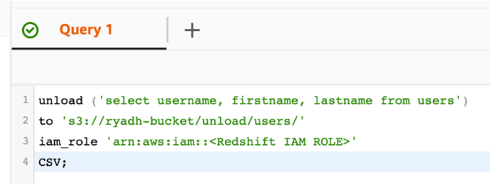UNLOAD from Redshift to S3