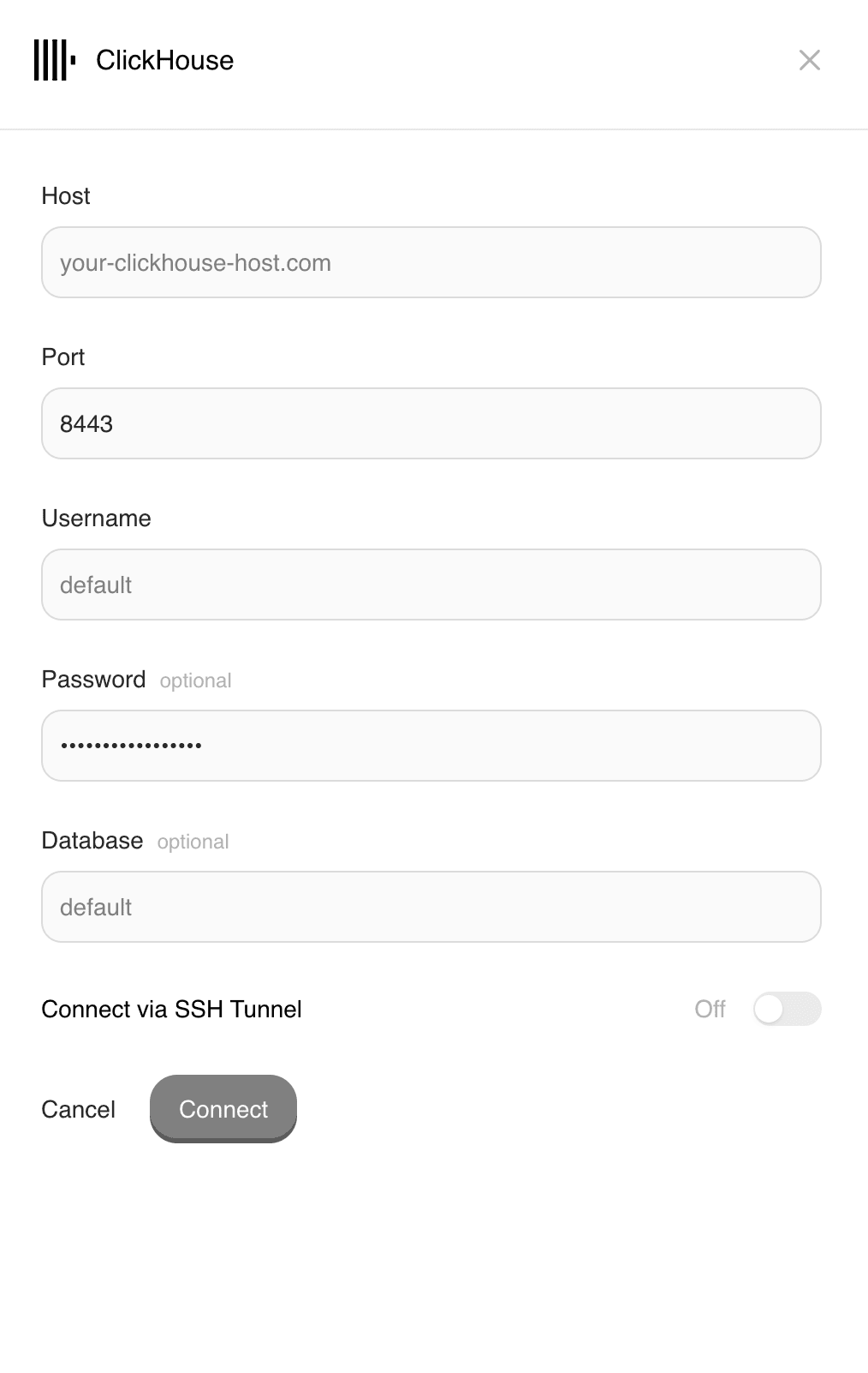 الاتصال بـ ClickHouse