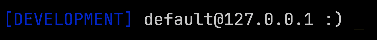 YAML 기반 개발 연결을 사용하는 ClickHouse client 프롬프트