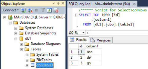 MSSQL 데이터베이스 및 테이블 구조